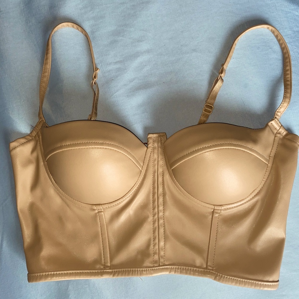 Leather Zip Up Corset Crop Top